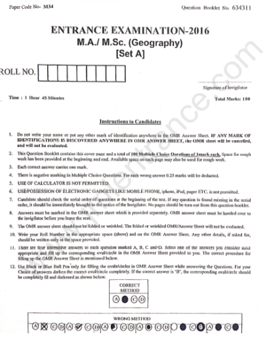 MA MSC GEOGRAPHY 2016