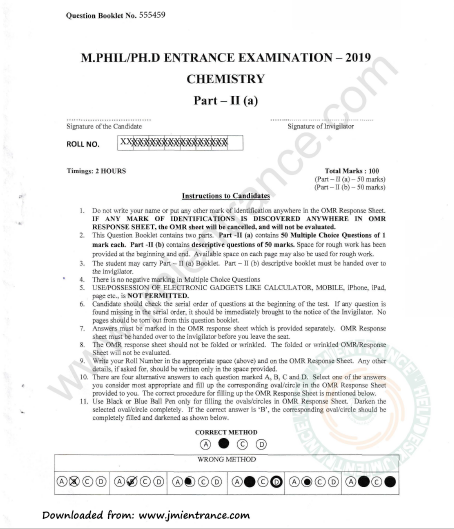 phd chemistry question paper