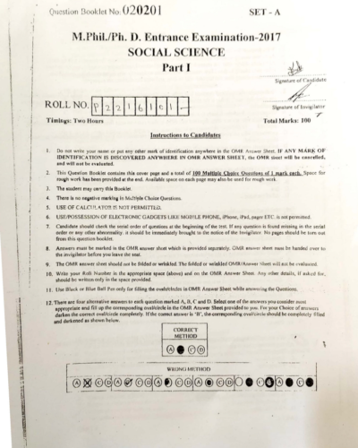 jamia phd social science entrance question paper