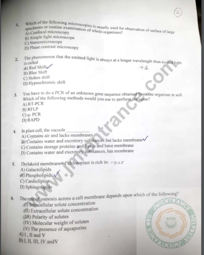 jamia-msc-biotechnology-2022-entrance-paper