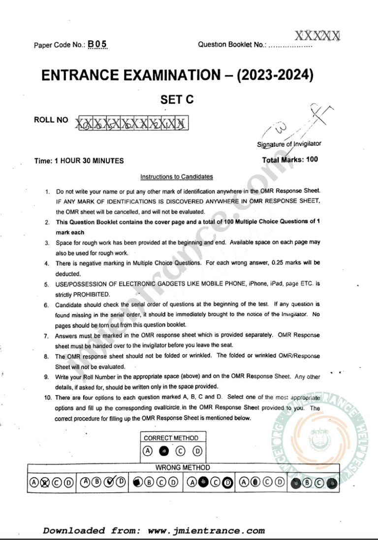 Ba Hons Political And Ba General 2023 Jamia Entrance Question Paper 