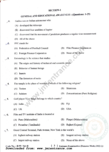 B.Ed Distance 2022 - Jamia Entrance Question Paper