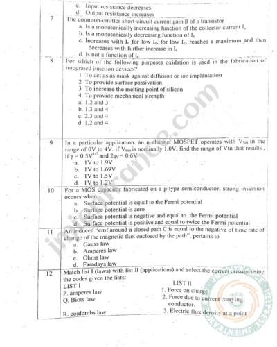 jamia-mtech-electronics-2023-entrance-question-paper